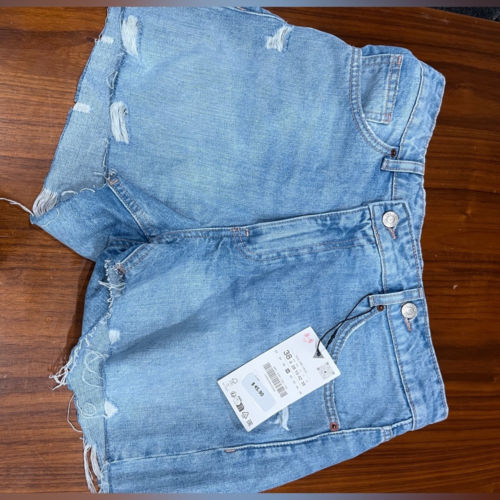 Zara Distressed Denim Shorts